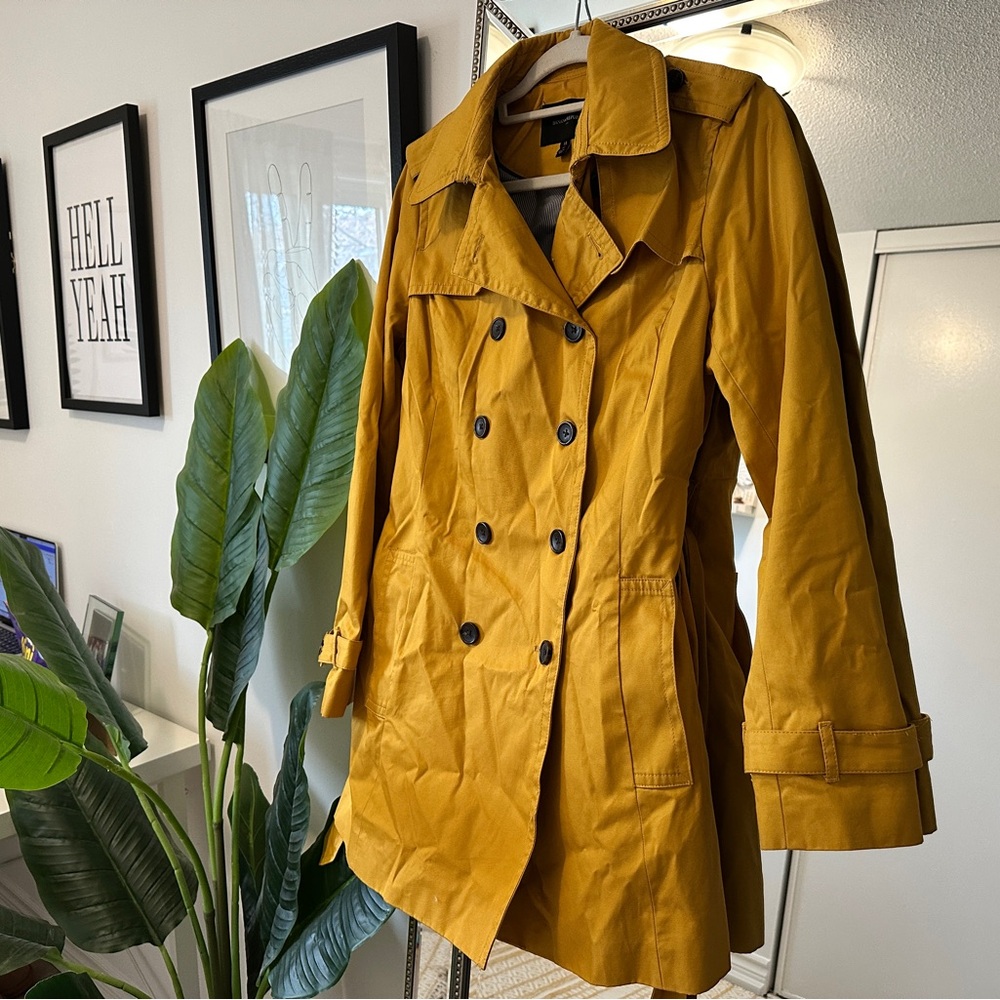 Mustard Double-Breasted Women's Coat